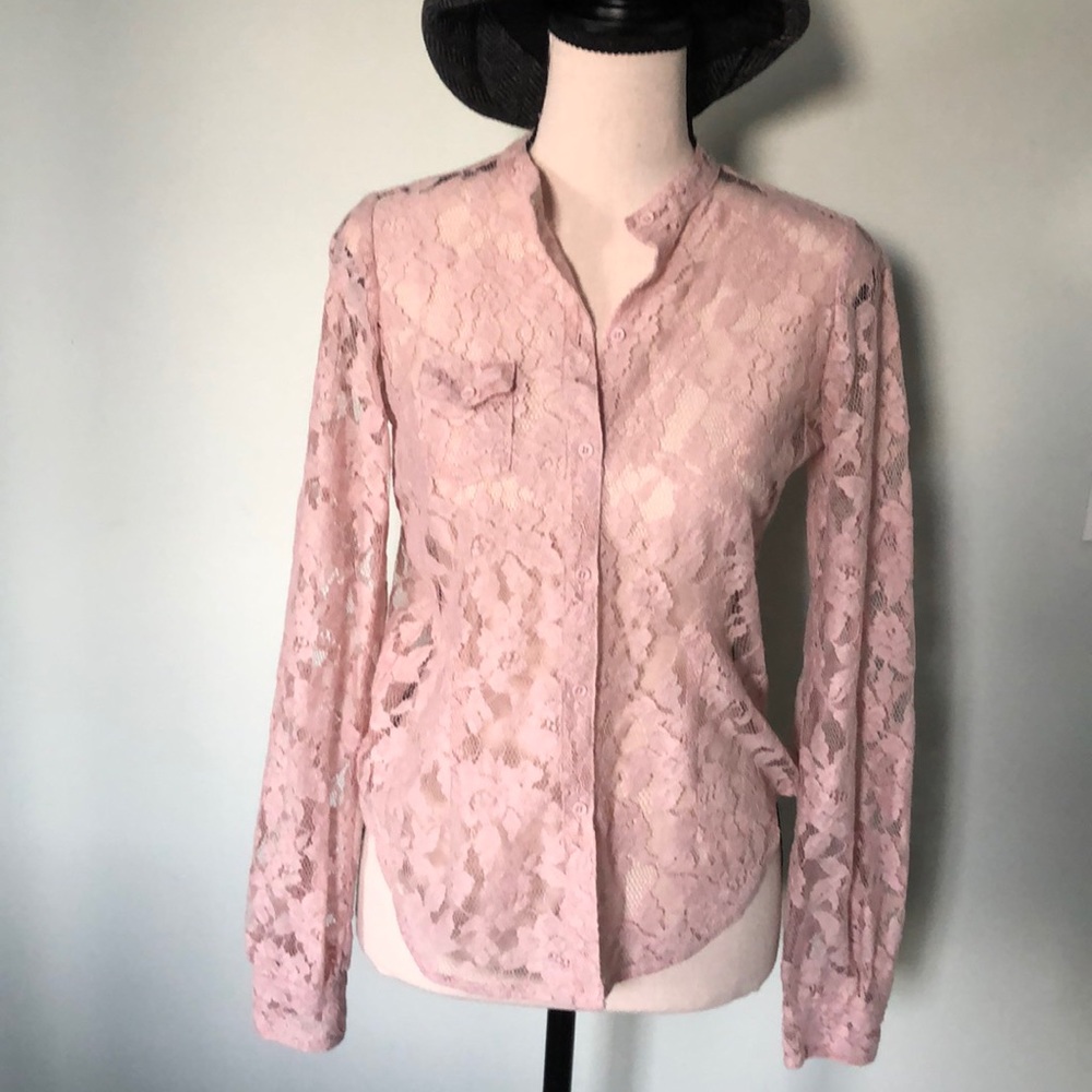 JOE’S JEANS dusty rose lace top